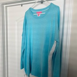 Lilly Pulitzer aqua tasseled sweater!